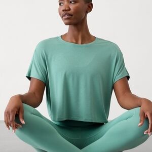 Athleta With Ease Crop Tee, Color: Juniper